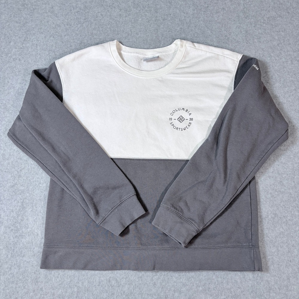 Columbia Sportswear Mens Colorblock Pullover Crewneck Sweatshirt White Gray M